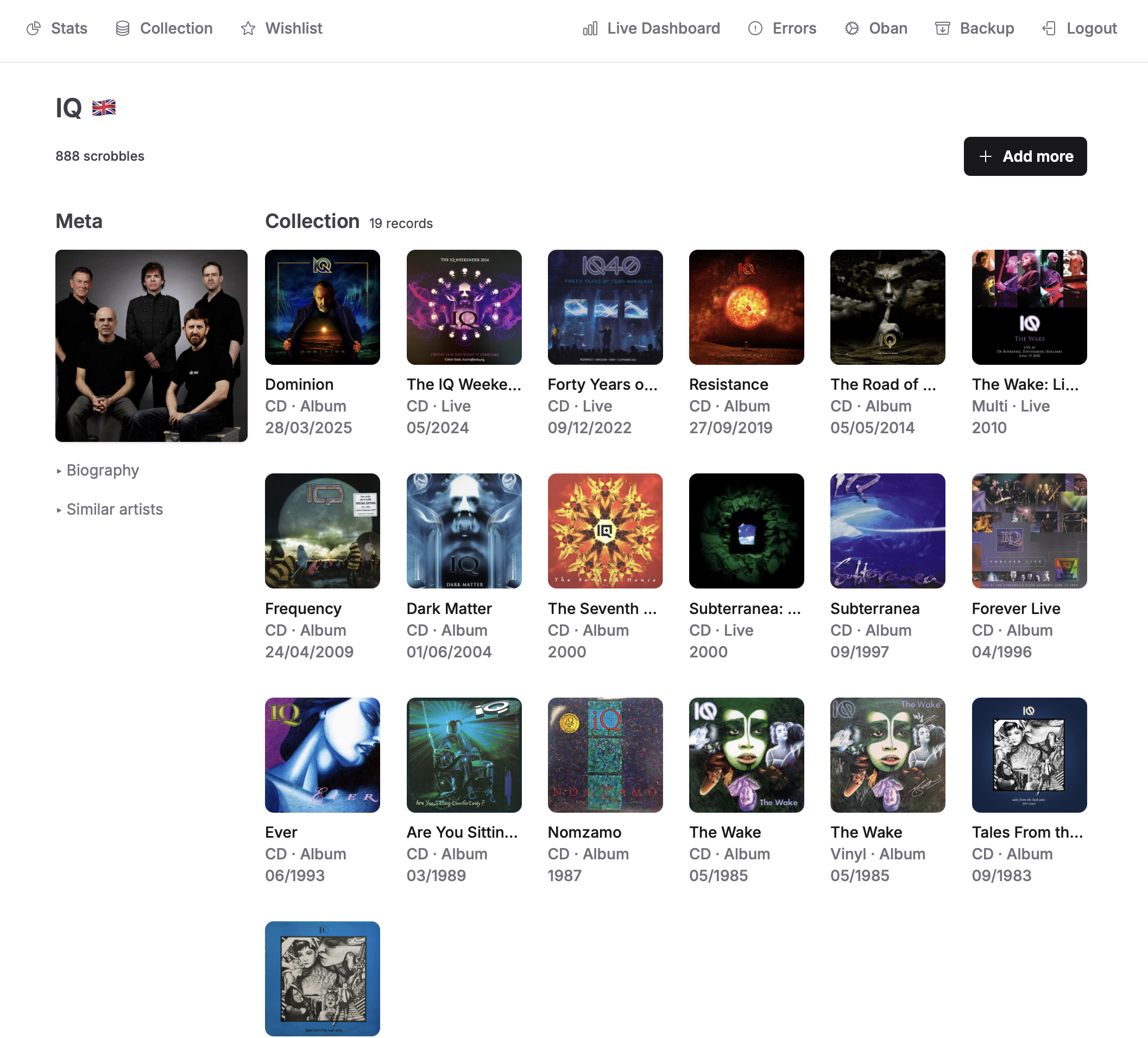 View an artist's details