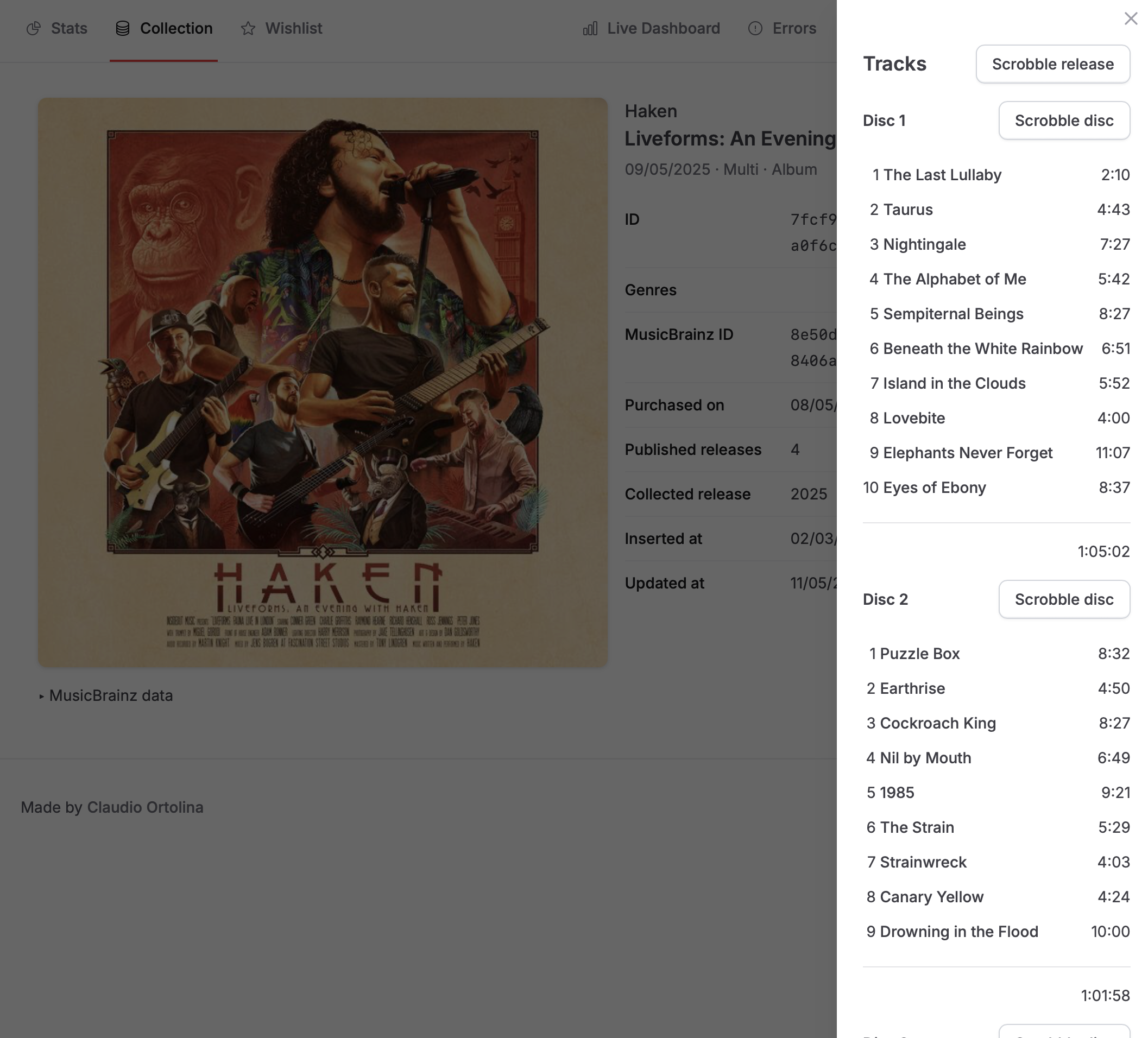 View a record's tracklist