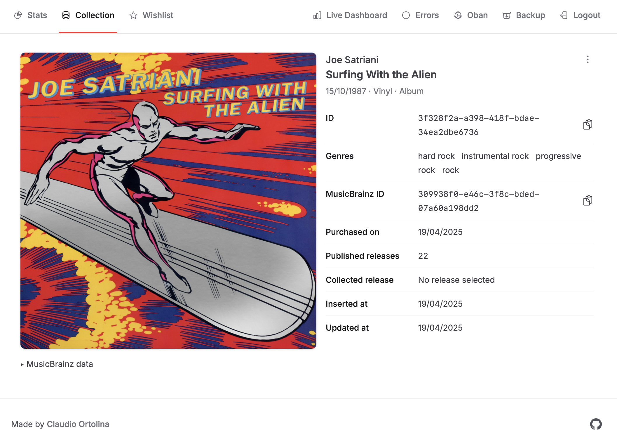 View a record's details in the collection
