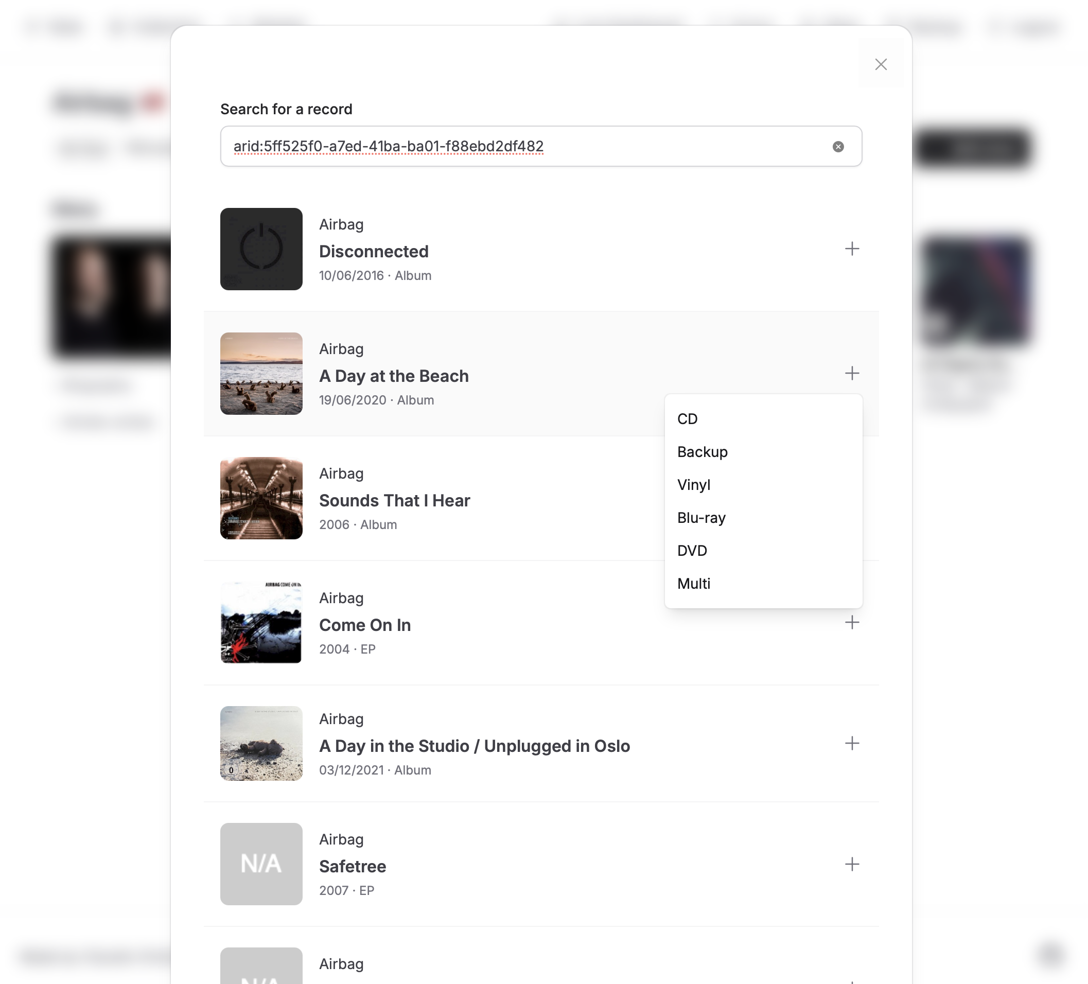 Adding a record in the wishlist